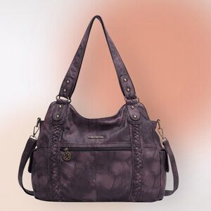 Angel Barcelo Roomy Large Coffee Brown Fashion Hobo Shoulder Handbag NWOT